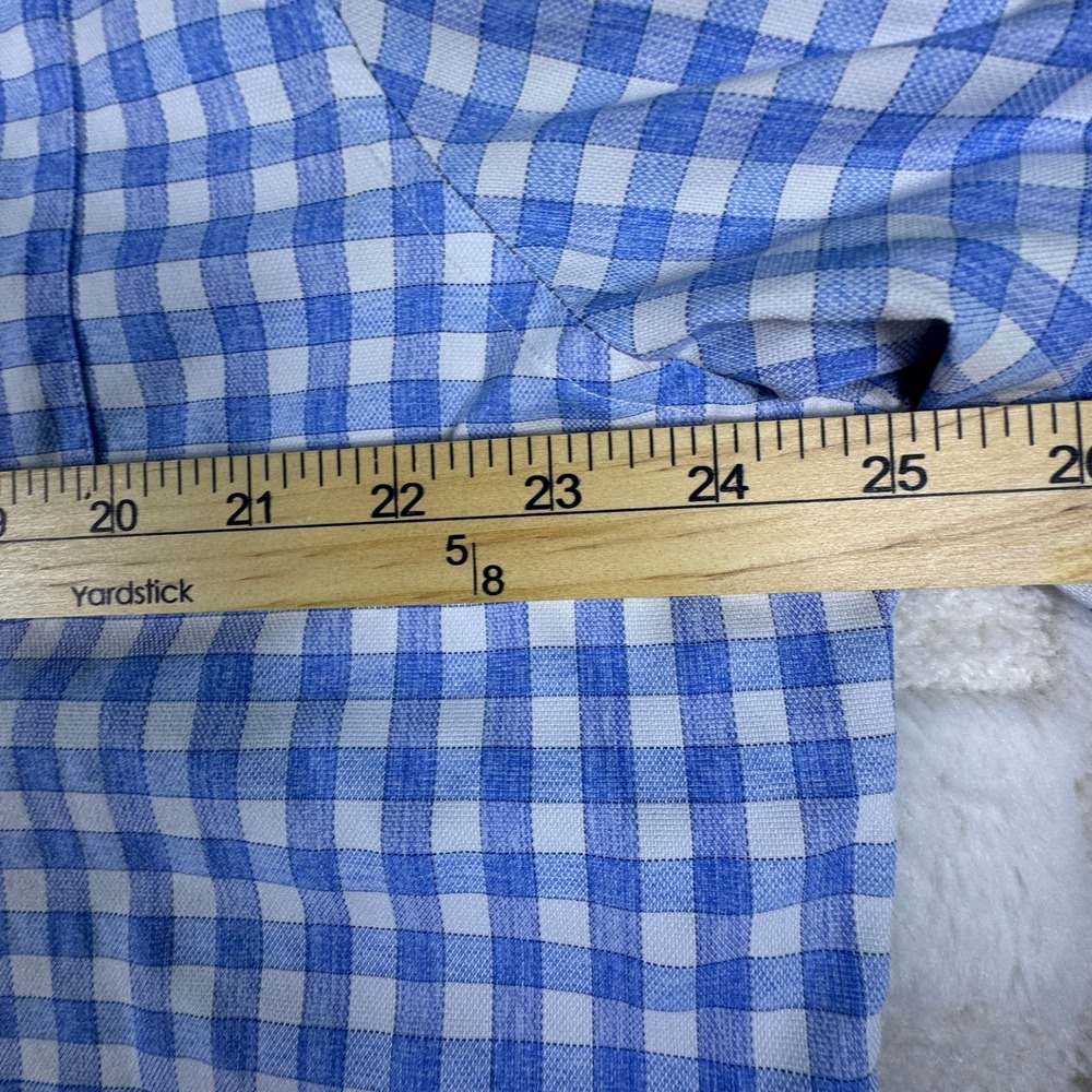Johnnie-O Performance Gingham Button Down Shirt Mens XL Blue White Plaid Bamboo - Picture 11 of 12